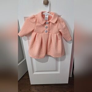 Little Lass Peach Textured Pea Coat